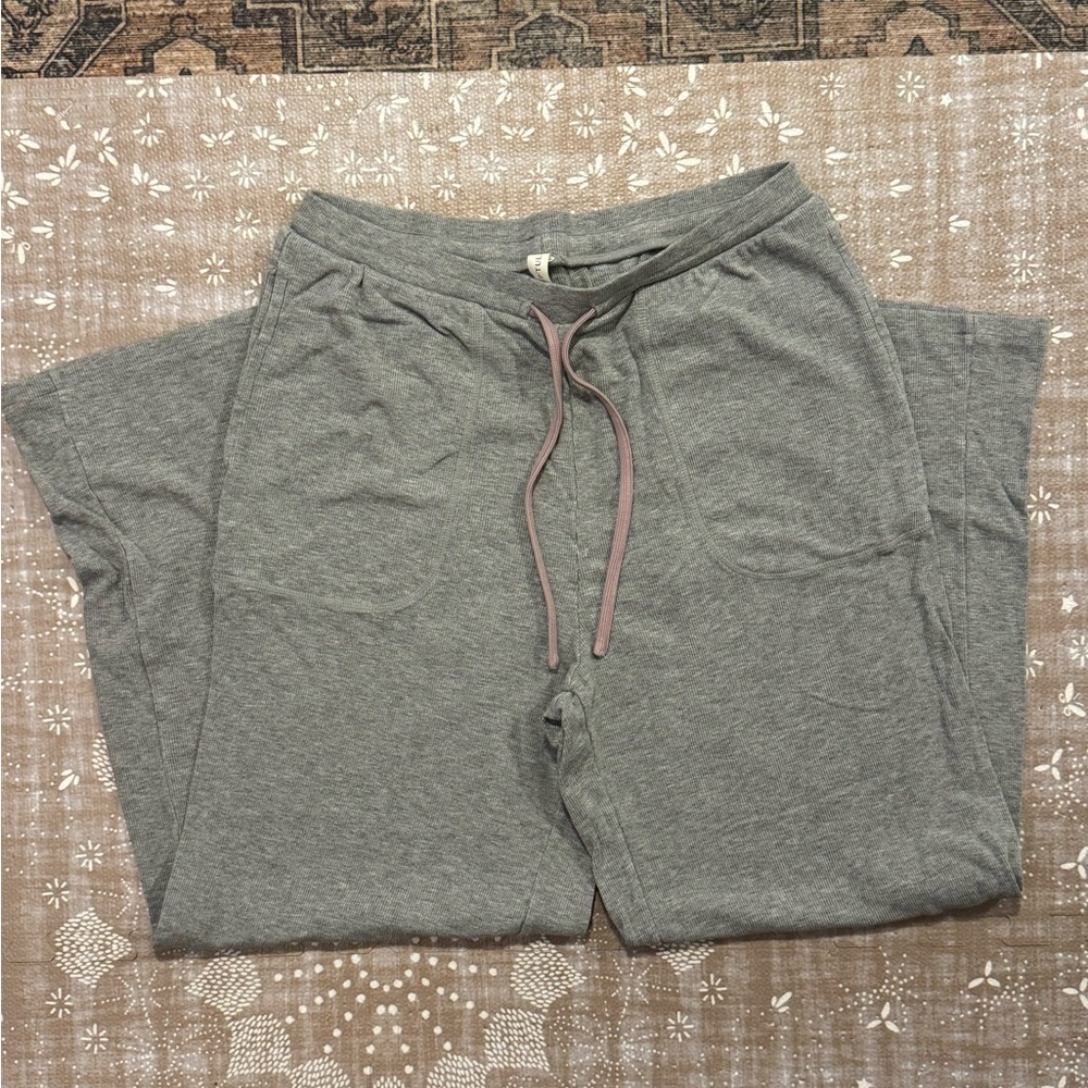 P’tula Soft Lounge Rib Wide Leg Pant 29” - Size L/Light Gray